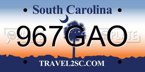 967GAO South Carolina License Plate