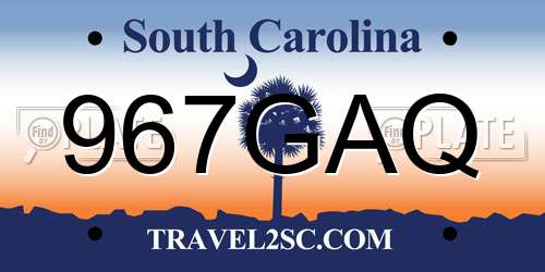967GAQ South Carolina License Plate