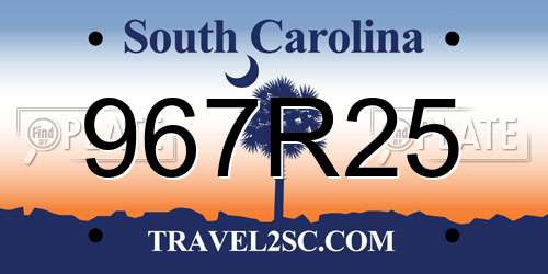967R25 South Carolina License Plate