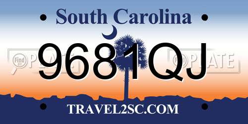 9681QJ South Carolina License Plate