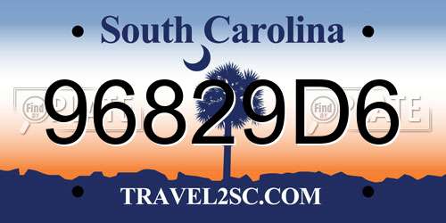 96829D6 South Carolina License Plate