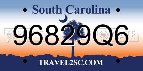 96829Q6 South Carolina License Plate
