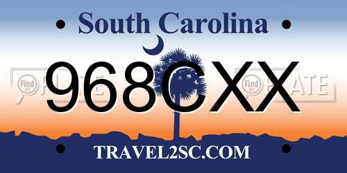 968CXX South Carolina License Plate