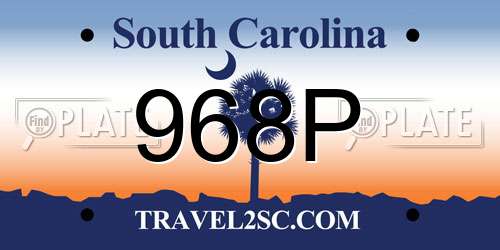 968P South Carolina License Plate