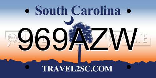 969AZW South Carolina License Plate