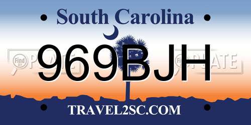 969BJH South Carolina License Plate