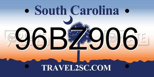 96BZ906 South Carolina License Plate