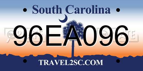 96EA096 South Carolina License Plate