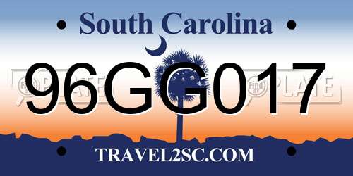 96GG017 South Carolina License Plate