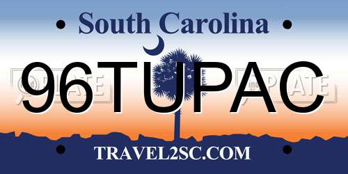 96TUPAC South Carolina License Plate