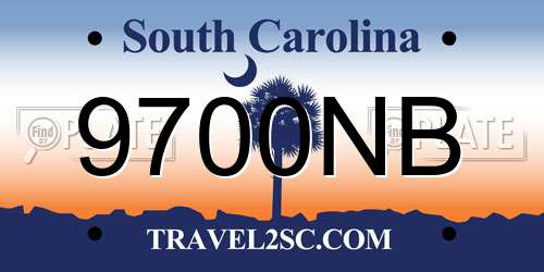9700NB South Carolina License Plate