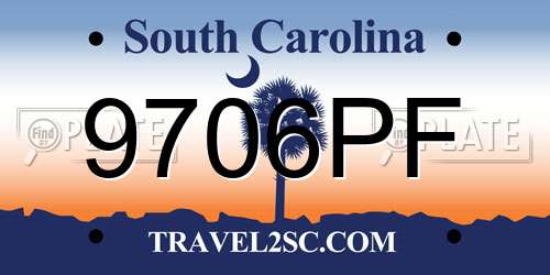 9706PF South Carolina License Plate