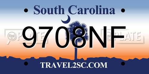 9708NF South Carolina License Plate
