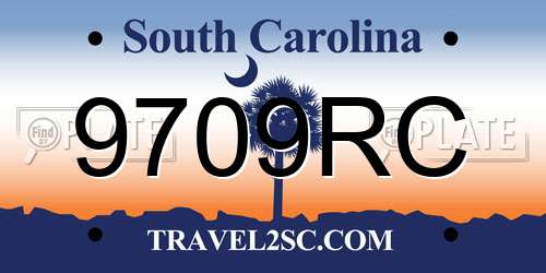 9709RC South Carolina License Plate