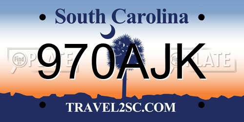 970AJK South Carolina License Plate