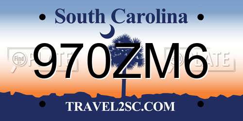 970ZM6 South Carolina License Plate