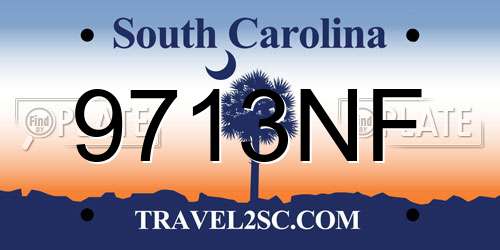 9713NF South Carolina License Plate