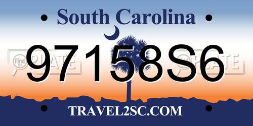 97158S6 South Carolina License Plate
