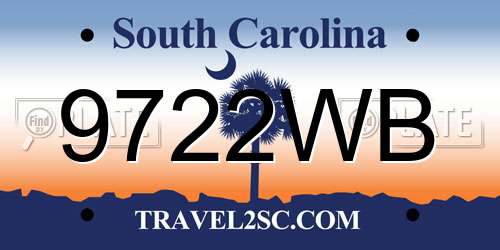 9722WB South Carolina License Plate