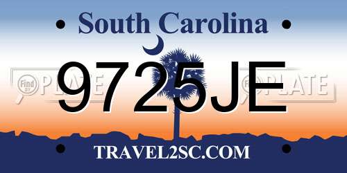9725JE South Carolina License Plate