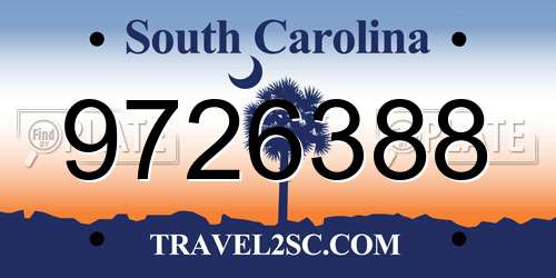 9726388 South Carolina License Plate