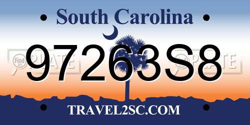 97263S8 South Carolina License Plate