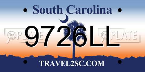 9726LL South Carolina License Plate
