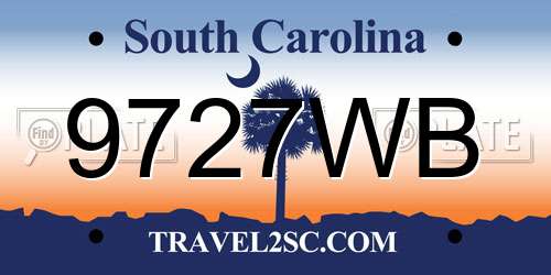 9727WB South Carolina License Plate