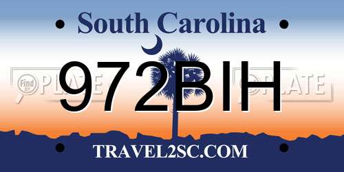 972BIH South Carolina License Plate