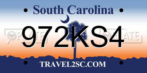972KS4 South Carolina License Plate