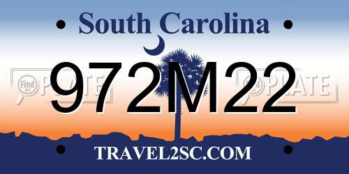 972M22 South Carolina License Plate