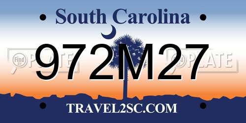 972M27 South Carolina License Plate