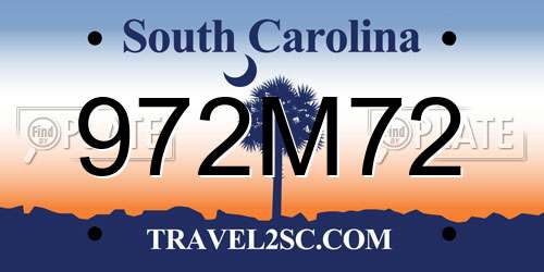 972M72 South Carolina License Plate