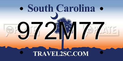 972M77 South Carolina License Plate