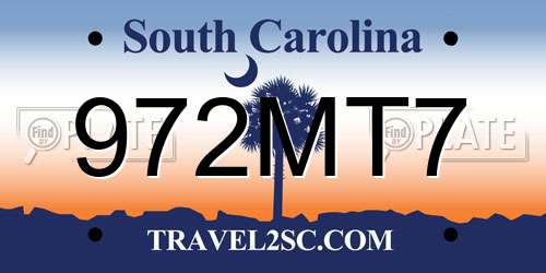 972MT7 South Carolina License Plate
