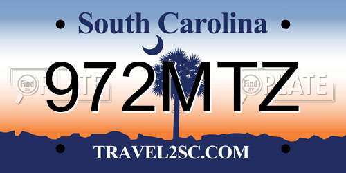 972MTZ South Carolina License Plate