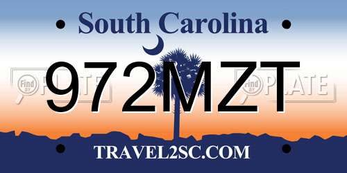 972MZT South Carolina License Plate