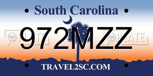 972MZZ South Carolina License Plate