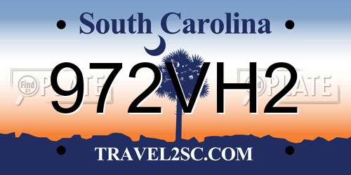972VH2 South Carolina License Plate