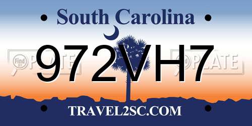 972VH7 South Carolina License Plate