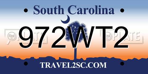 972WT2 South Carolina License Plate