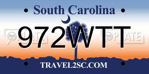 972WTT South Carolina License Plate