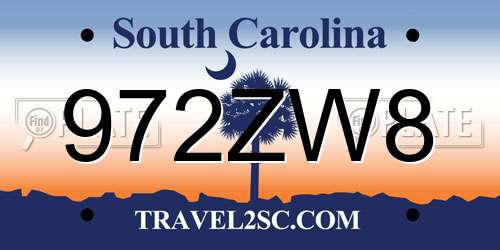 972ZW8 South Carolina License Plate
