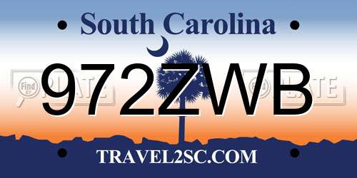 972ZWB South Carolina License Plate