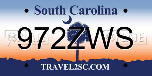 972ZWS South Carolina License Plate