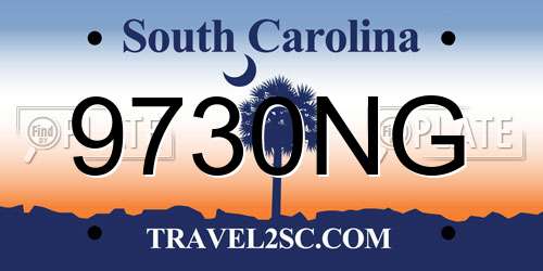 9730NG South Carolina License Plate