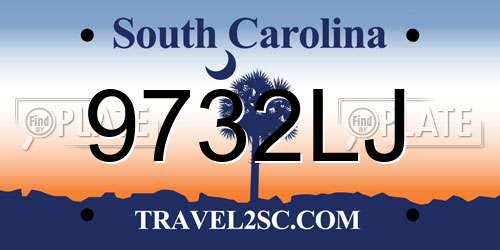 9732LJ South Carolina License Plate