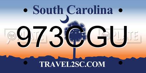 973CGU South Carolina License Plate