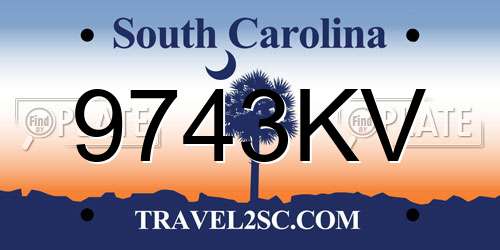 9743KV South Carolina License Plate