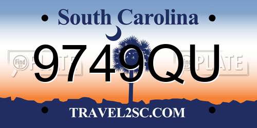 9749QU South Carolina License Plate